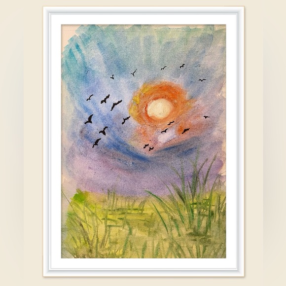 Handmade Watercolor Painting 9" X 12" on Paper, Decor/Wall, Frame Not Included - Picture 3 of 4